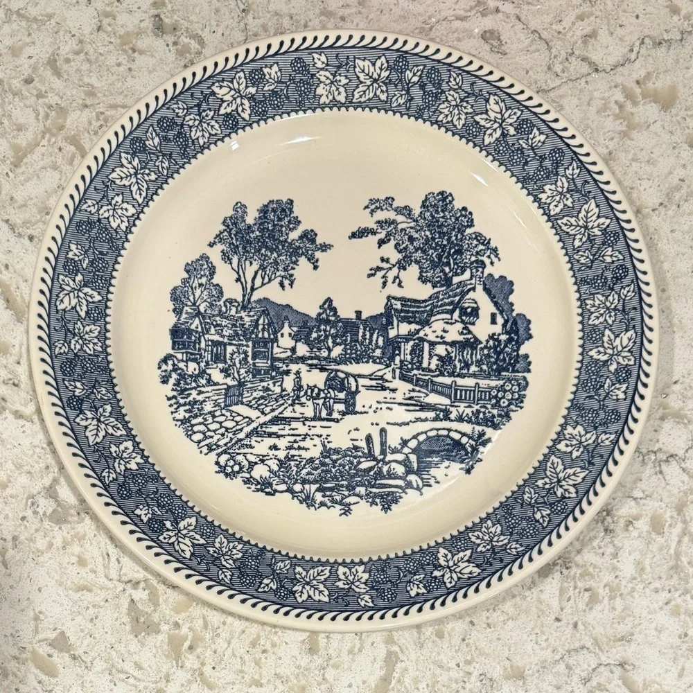 HOMER LAUGHLIN~SHAKESPEARE~COUNTRY BLUE LEAVES~ROPE EDGE~SERVING PLATTER~G13